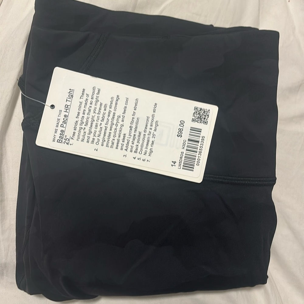 Lululemon NWT camo pattern leggings base pace HR tight 25” size 14